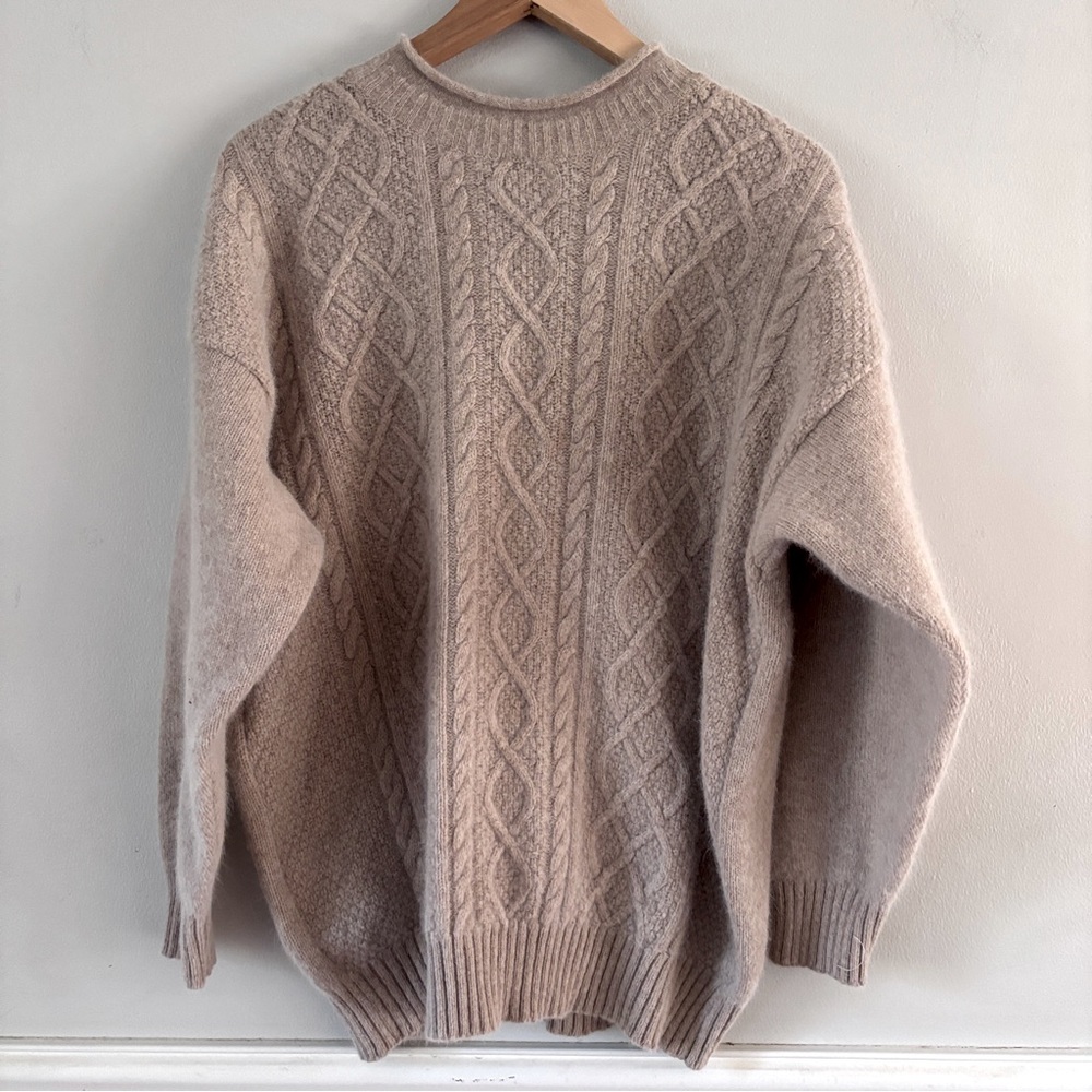 Woolrich  Beige Cable Knit Roll Neck Sweater Lambswool, Angora Size L